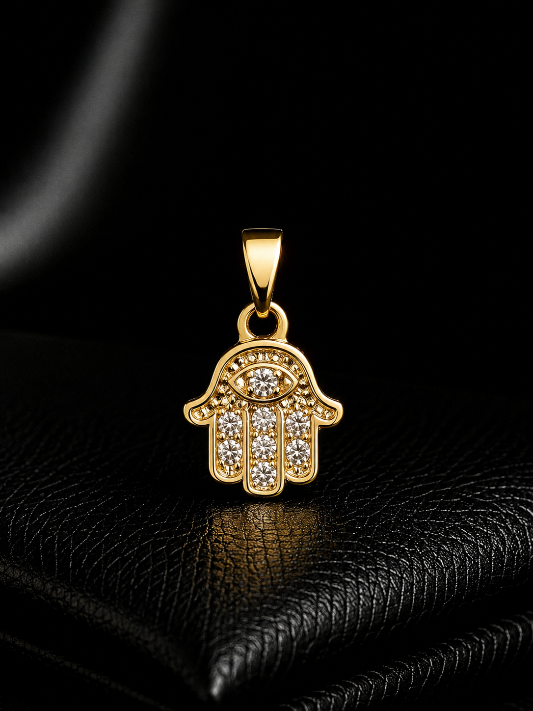 Pendente Mão  Hamsa com Cristal 1cm