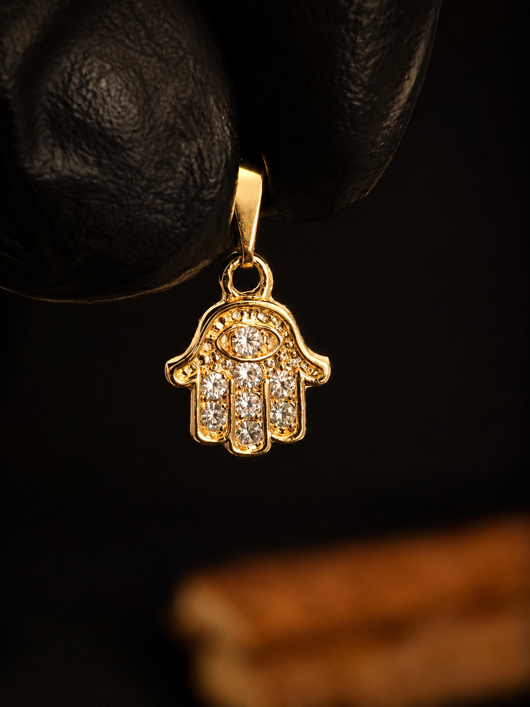 Pendente Mão  Hamsa com Cristal 1cm